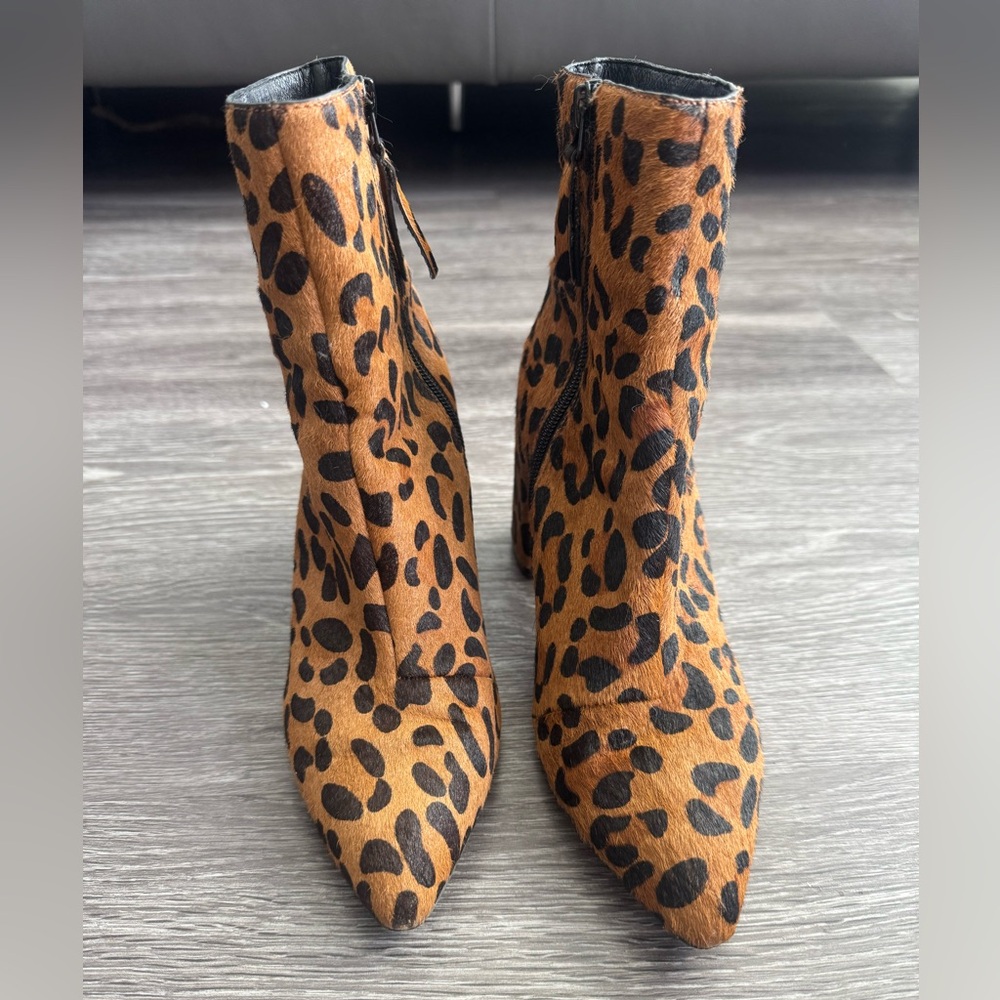 Topshop Brown Leopard Print Heeled Boots